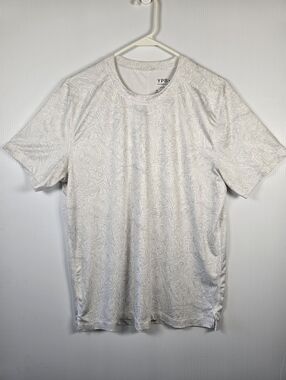 YPB Abercrombie&Fitch White Abstract-Print Men's Short Sleece Crew Neck Shirt M